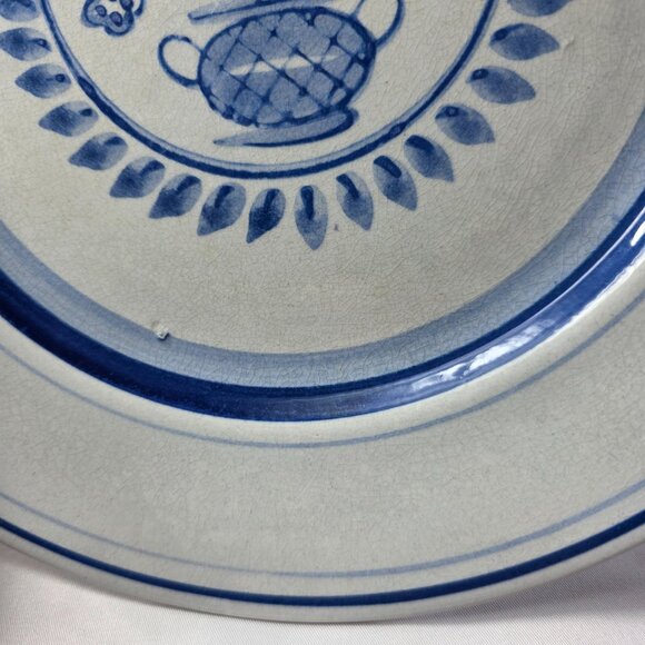 Arabia of Finland Blue Rose Dinner Plate Gray/Blue with Blue Flowers & Bands - Picture 7 of 12